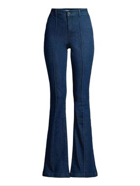 Sofia By Sofia Vergara Classic dark blue women's flared jeans with pintuck Seam